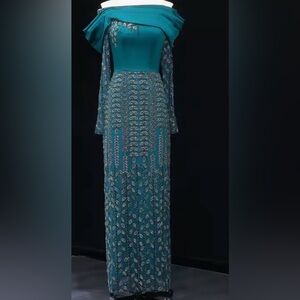 Elegant Blue and Silver Patterned Dress